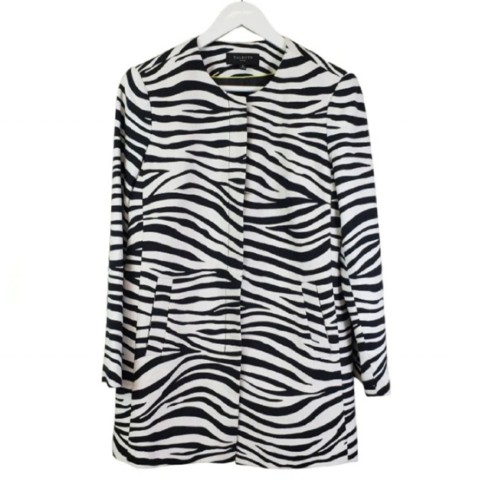 Talbots Zebra Print Snap Front Jacket, Size 8